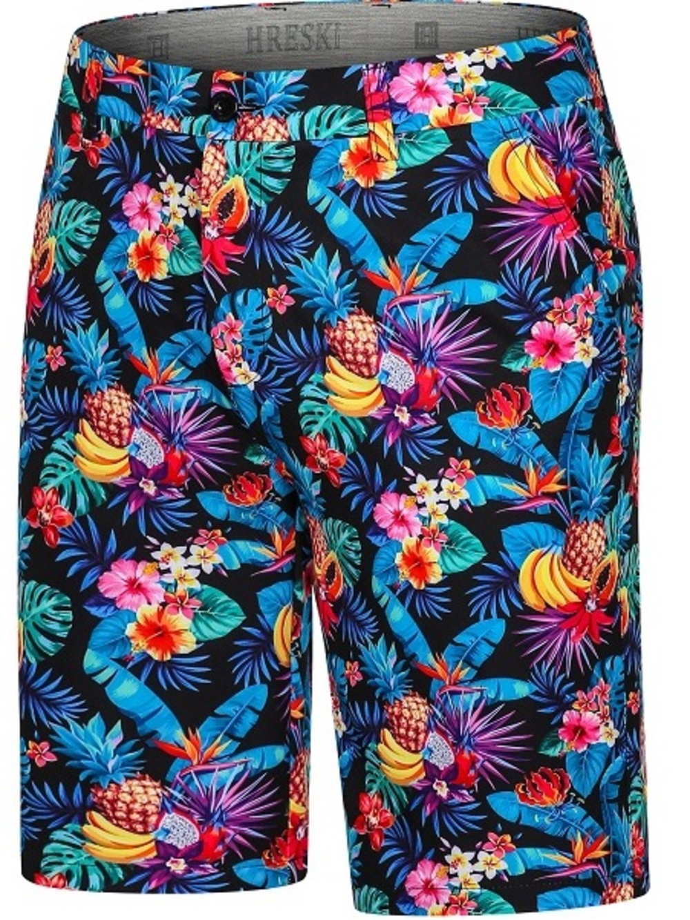 Men’s Hreski Black Tropical Floral Golf Shorts - Hawaiian